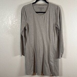 Toad & Co Gray Spacedye Windmere Long Sleeve Organic Cotton Tencel Dress Size L